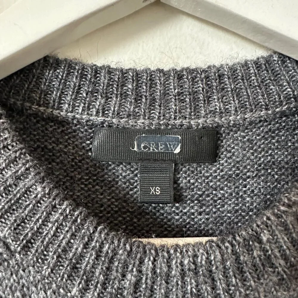 J. Crew Fair Isle Geometric Mohair Sweater Size XS Charcoal